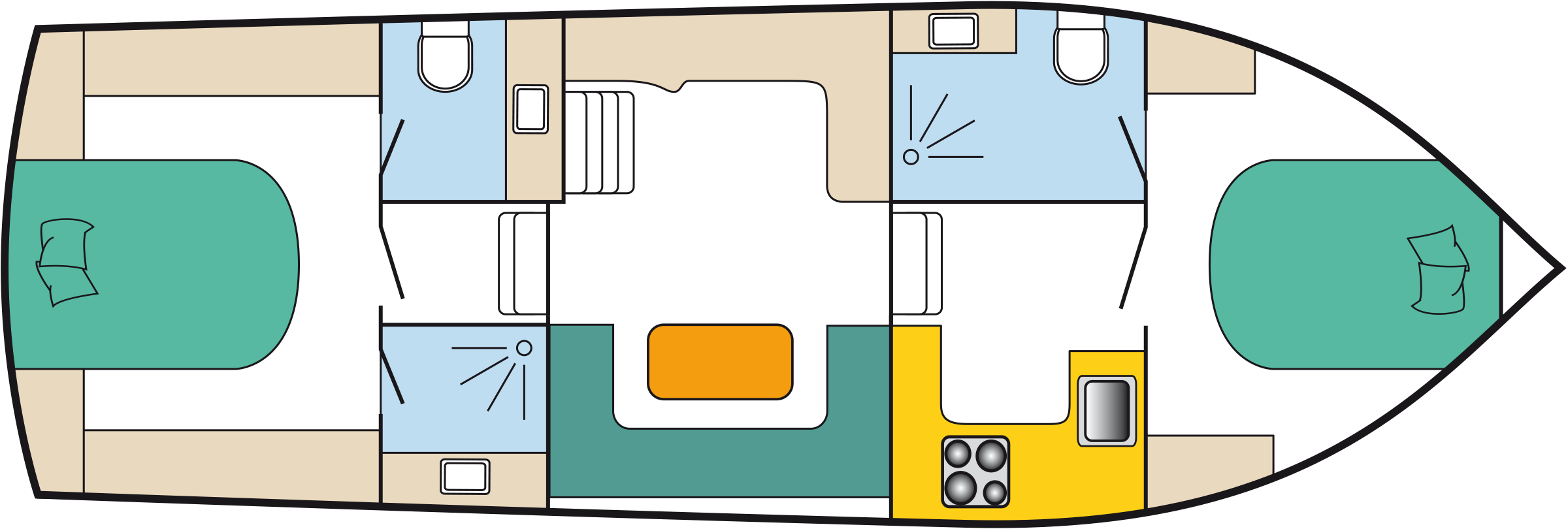 Lanke Charter | Grundriss Reline Classic 1130 Querschnitt Kapt´n Jack